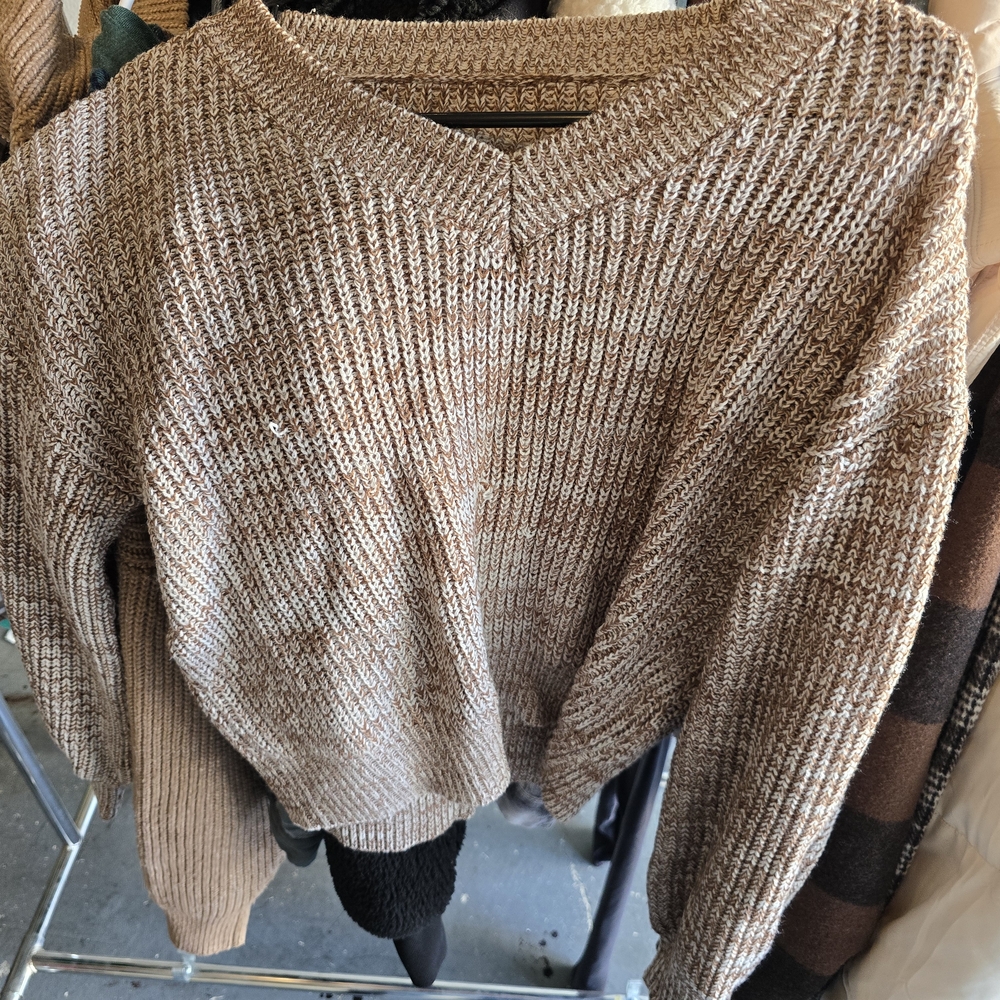 Brown V-Neck Women's Sweater